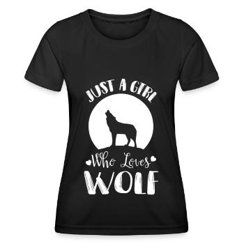 Mädchen liebt Wölfe Vollmond Wolf Rudel - Frauen Funktions-T-Shirt - Schwarz - Vorne - AI Model Female 172 light (172cm)