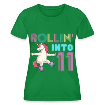 Rolling into 11 - roller scate unicorn - Women's Functional T-Shirt - kelly green - Front - AI Model Female 172 dark (172cm)