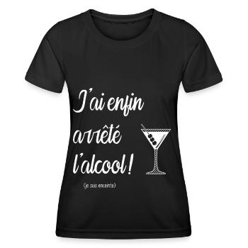 Annonce grossesse drole humour alcool apéro bébé - T-shirt sport Femme - noir - Devant - AI Model Female 172 light (172cm)