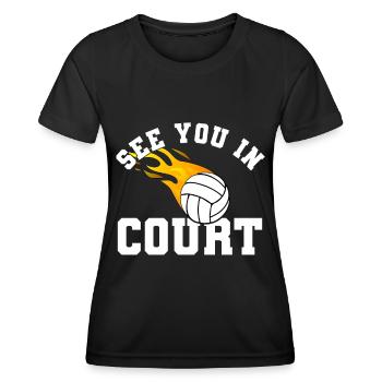 Ball Spielfeld Volleyball Flamme Volleyballspieler - Frauen Funktions-T-Shirt - Schwarz - Vorne - AI Model Female 172 light (172cm)