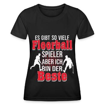 Floorball Salibandy Sportler Outfit - Frauen Funktions-T-Shirt - Schwarz - Vorne - AI Model Female 172 light (172cm)