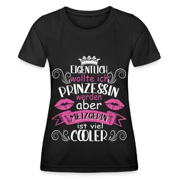 Fleischerin Frauen Metzgerei Prinzessin - Frauen Funktions-T-Shirt - Schwarz - Vorne - AI Model Female 172 light (172cm)