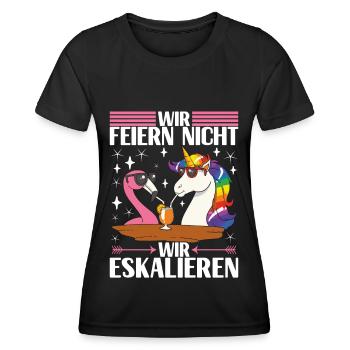 Saufen Party Alkohol Wein - Frauen Funktions-T-Shirt - Schwarz - Vorne - AI Model Female 172 light (172cm)