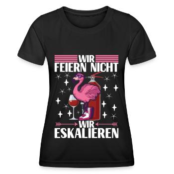 Saufen Party Alkohol Wein - Frauen Funktions-T-Shirt - Schwarz - Vorne - AI Model Female 172 light (172cm)