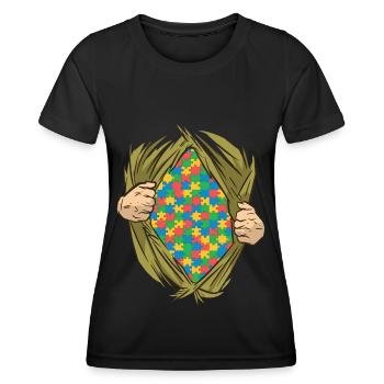Autisme autistique Autiste - T-shirt sport Femme - noir - Devant - AI Model Female 172 light (172cm)