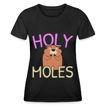 Holey Moles Animal Pun Moles - Women's Functional T-Shirt - black - Front - AI Model Female 172 light (172cm)