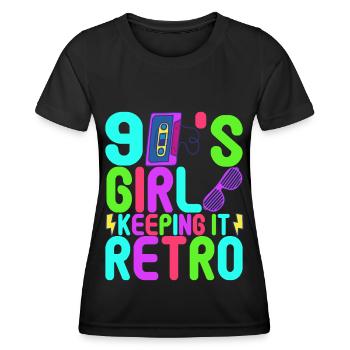 Fête des années 90 années 90 - T-shirt sport Femme - noir - Devant - AI Model Female 172 light (172cm)