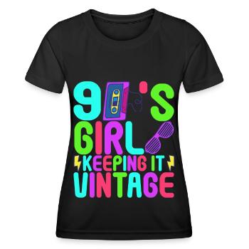 Fête des années 90 années 90 - T-shirt sport Femme - noir - Devant - AI Model Female 172 light (172cm)