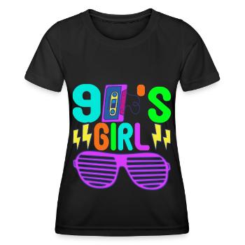 90er Party 90er Jahre - Frauen Funktions-T-Shirt - Schwarz - Vorne - AI Model Female 172 light (172cm)