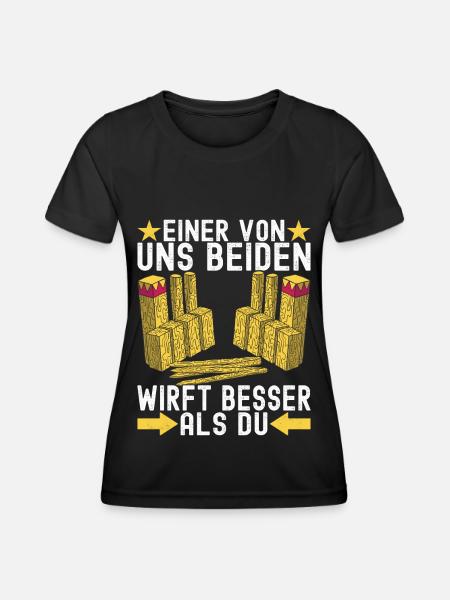 Kubb Wikinger Schach - Frauen Funktions-T-Shirt - Schwarz