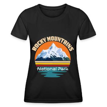 Rocky Mountains National Park Hiking Camping Color - Women's Functional T-Shirt - black - Front - AI Model Female 172 light (172cm)