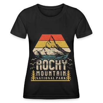 Rocky Mountains Souvenir National Park Hiking Camp - Women's Functional T-Shirt - black - Front - AI Model Female 172 light (172cm)
