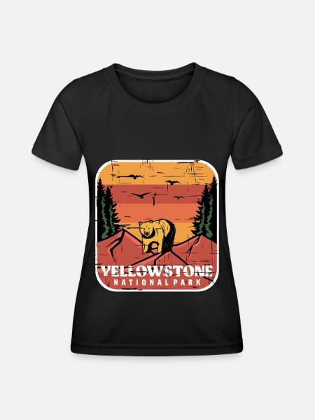 Yellowstone National Park Souvenir Grizzly Bear Wyomi - Women's Functional T-Shirt - black
