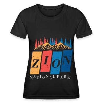 Parc national de Zion Souvenir Canyon Utah Hiking Cam - T-shirt sport Femme - noir - Devant - AI Model Female 172 light (172cm)