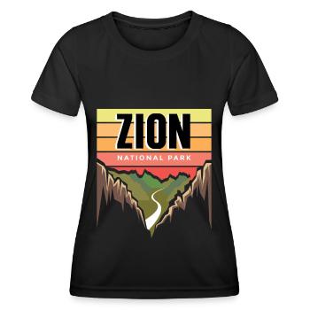 Parc national Souvenir Utah Zion Canyon Nature Wall - T-shirt sport Femme - noir - Devant - AI Model Female 172 light (172cm)
