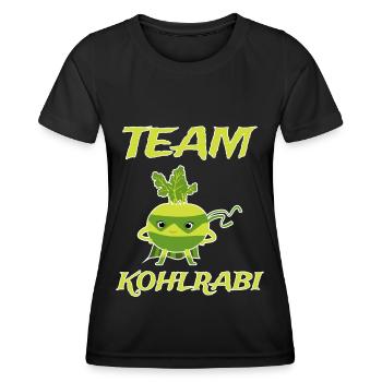 Kohlrabi Superheld Design Spruch - Frauen Funktions-T-Shirt - Schwarz - Vorne - AI Model Female 172 light (172cm)