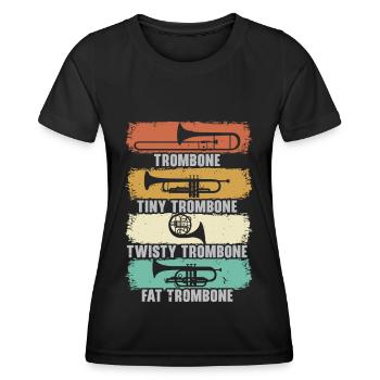 Musicien tromboniste d’instruments de musique - T-shirt sport Femme - noir - Devant - AI Model Female 172 light (172cm)