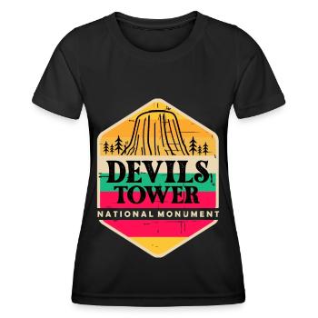 Devils Tower Wyoming Nationaldenkmal Souvenir - Frauen Funktions-T-Shirt - Schwarz - Vorne - AI Model Female 172 light (172cm)