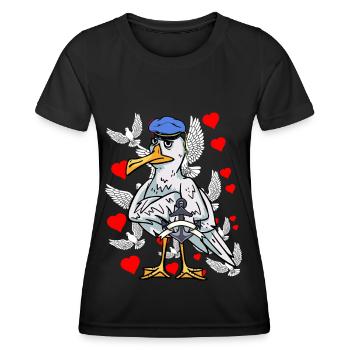 Mouette marin romantique amour coeurs romantique coeur - T-shirt sport Femme - noir - Devant - AI Model Female 172 light (172cm)