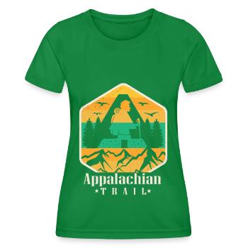 Mountain Range Hiking Trail Appalachian Souvenir - Women's Functional T-Shirt - kelly green - Front - AI Model Female 172 dark (172cm)
