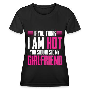 Si vous pensez que je suis mignon, vous devriez voir ma petite amie - T-shirt sport Femme - noir - Devant - AI Model Female 172 light (172cm)