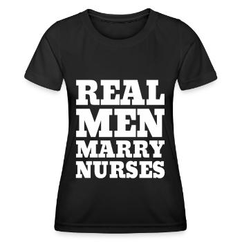 De vrais hommes épousent des infirmières infirmières Mari - T-shirt sport Femme - noir - Devant - AI Model Female 172 light (172cm)