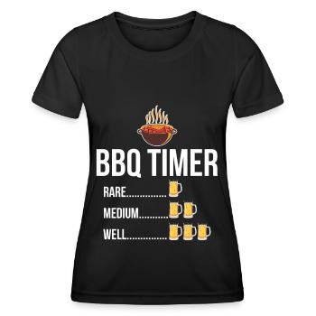 BBQ Timer Barbecue Beer Steak Grill Funny Grilling - Women's Functional T-Shirt - black - Front - AI Model Female 172 light (172cm)