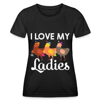 J’aime mes dames Poulet Poussins Poussins Poulets - T-shirt sport Femme - noir - Devant - AI Model Female 172 light (172cm)