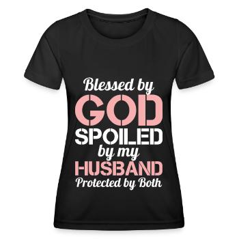 Blessed by God Spoiled by My Husband Protected By - Women's Functional T-Shirt - black - Front - AI Model Female 172 light (172cm)