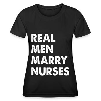 De vrais hommes épousent des infirmières infirmières Mari - T-shirt sport Femme - noir - Devant - AI Model Female 172 light (172cm)