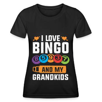 I Love Bingo And My Grandkids Lustiges Bingo - Frauen Funktions-T-Shirt - Schwarz - Vorne - AI Model Female 172 light (172cm)