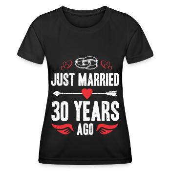 Just Married 30 Years Ago 30th Wedding Anniversary - Frauen Funktions-T-Shirt - Schwarz - Vorne - AI Model Female 172 light (172cm)