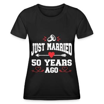 Just Married 50 Years Ago 50th Wedding Anniversary - Women's Functional T-Shirt - black - Front - AI Model Female 172 light (172cm)