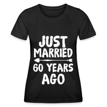 Just Married 60 Years Ago 60th Wedding Anniversary - Frauen Funktions-T-Shirt - Schwarz - Vorne - AI Model Female 172 light (172cm)