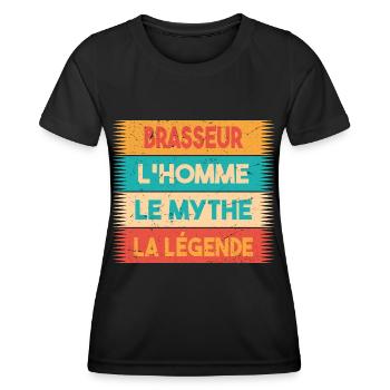 Brasseur, L'homme, Le mythe, cadeau brasseur. - T-shirt sport Femme - noir - Devant - AI Model Female 172 light (172cm)