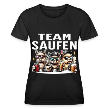 Team Saufen Alpaka Party Bier Feiern - Frauen Funktions-T-Shirt - Schwarz - Vorne - AI Model Female 172 light (172cm)