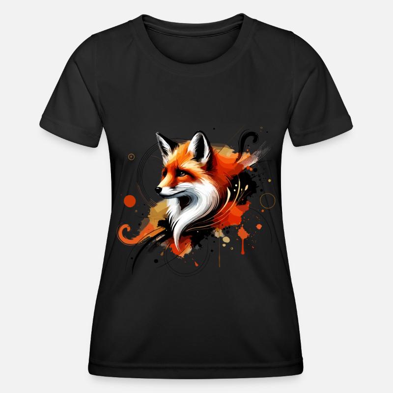 Watercolor Fox, Fox - Women's Functional T-Shirt - black