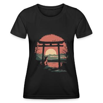 Fuchs Torii Tor Japan - Frauen Funktions-T-Shirt - Schwarz - Vorne - AI Model Female 172 light (172cm)