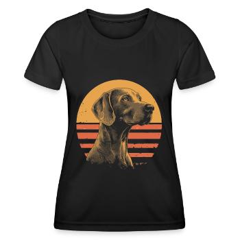 Braque de Weimar Vintage - T-shirt sport Femme - noir - Devant - AI Model Female 172 light (172cm)
