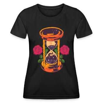 Sanduhr Mit Rosen - Frauen Funktions-T-Shirt - Schwarz - Vorne - AI Model Female 172 light (172cm)