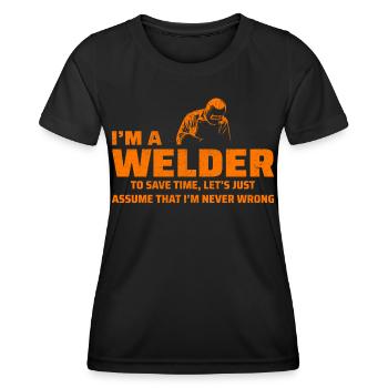 Schweißschweißer Metallbau Eisenarbeiter - Frauen Funktions-T-Shirt - Schwarz - Vorne - AI Model Female 172 light (172cm)