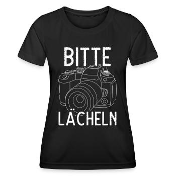 Bitte Lächeln - Frauen Funktions-T-Shirt - Schwarz - Vorne - AI Model Female 172 light (172cm)