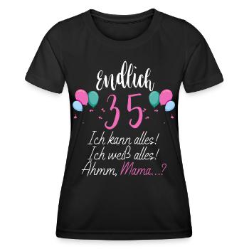 Endlich 35 Ich Kann Alles Ich Weiß Alles - Frauen Funktions-T-Shirt - Schwarz - Vorne - AI Model Female 172 light (172cm)