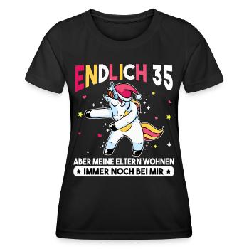 Endlich 35 Meine Eltern Wohnen immer noch bei mir - Frauen Funktions-T-Shirt - Schwarz - Vorne - AI Model Female 172 light (172cm)