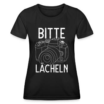 Bitte Lächeln - Frauen Funktions-T-Shirt - Schwarz - Vorne - AI Model Female 172 light (172cm)