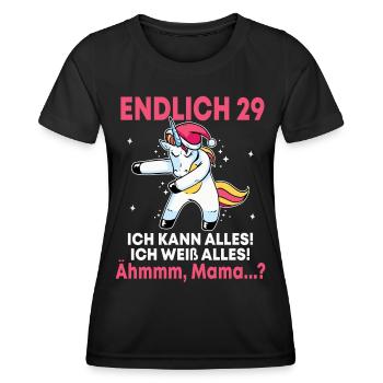 Endlich 29 Ich Kann Alles Ich Weiß Alles - Frauen Funktions-T-Shirt - Schwarz - Vorne - AI Model Female 172 light (172cm)