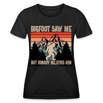 Bigfoot m’a vu mais personne ne le croit. - T-shirt sport Femme - noir - Devant - AI Model Female 172 light (172cm)