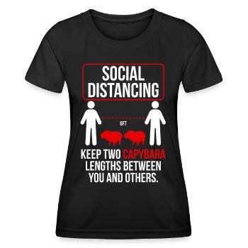 Social distancing Funny capybara - Women's Functional T-Shirt - black - Front - AI Model Female 172 light (172cm)