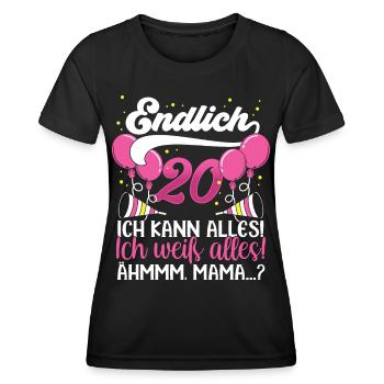 Endlich 20 Ich kann alles Ich weiß alles - Frauen Funktions-T-Shirt - Schwarz - Vorne - AI Model Female 172 light (172cm)