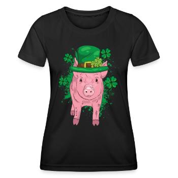 Clover Lucky Pig - Women's Functional T-Shirt - black - Front - AI Model Female 172 light (172cm)